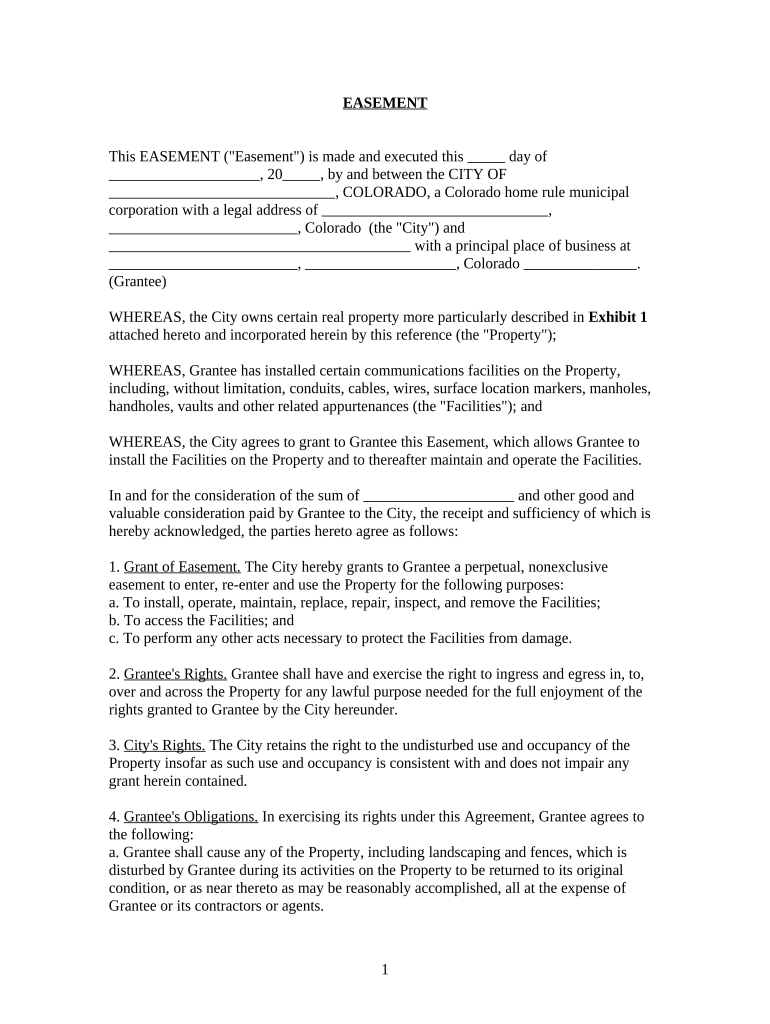 Easement for Communication Facilities Colorado  Form