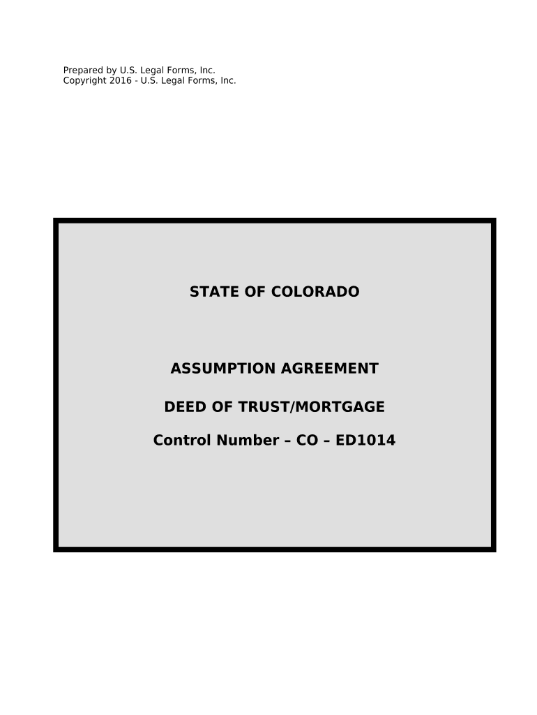 Assumption Agreement of Deed of Trust and Release of Original Mortgagors Colorado  Form