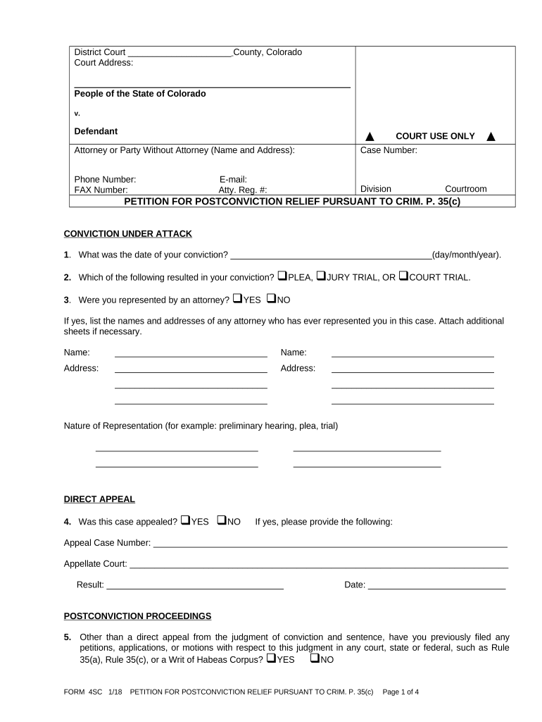 Post Conviction Relief Colorado  Form