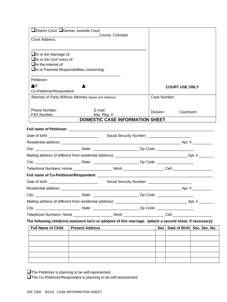 Colorado Domestic Relations  Form