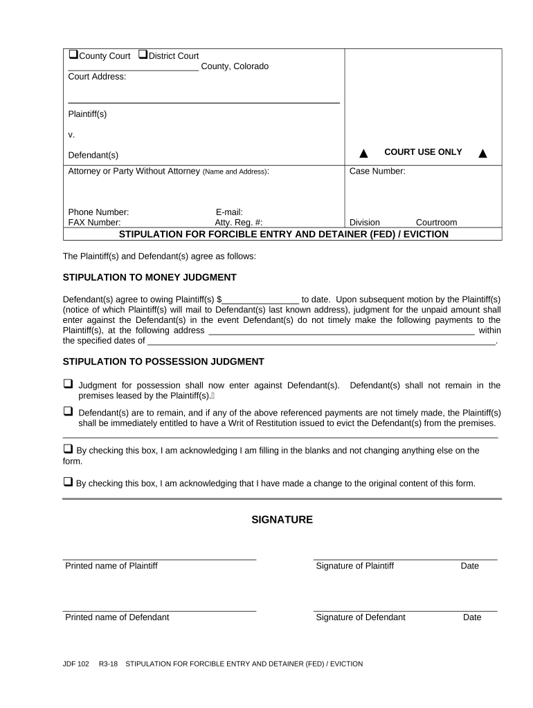 Entry Detainer Eviction  Form