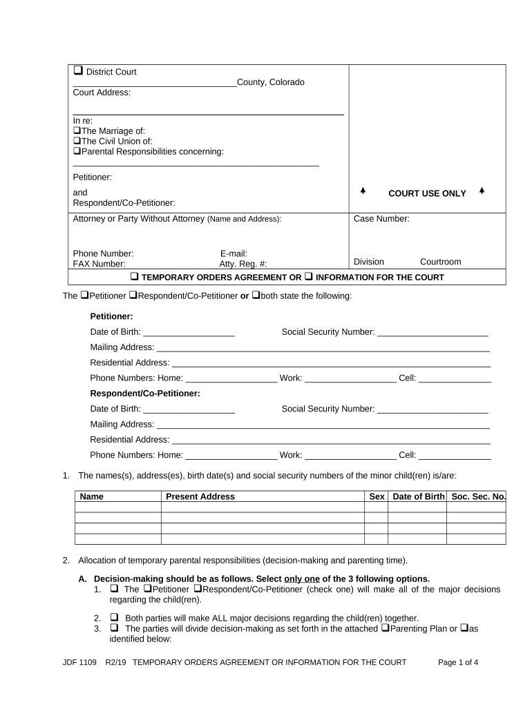Agreement Court  Form
