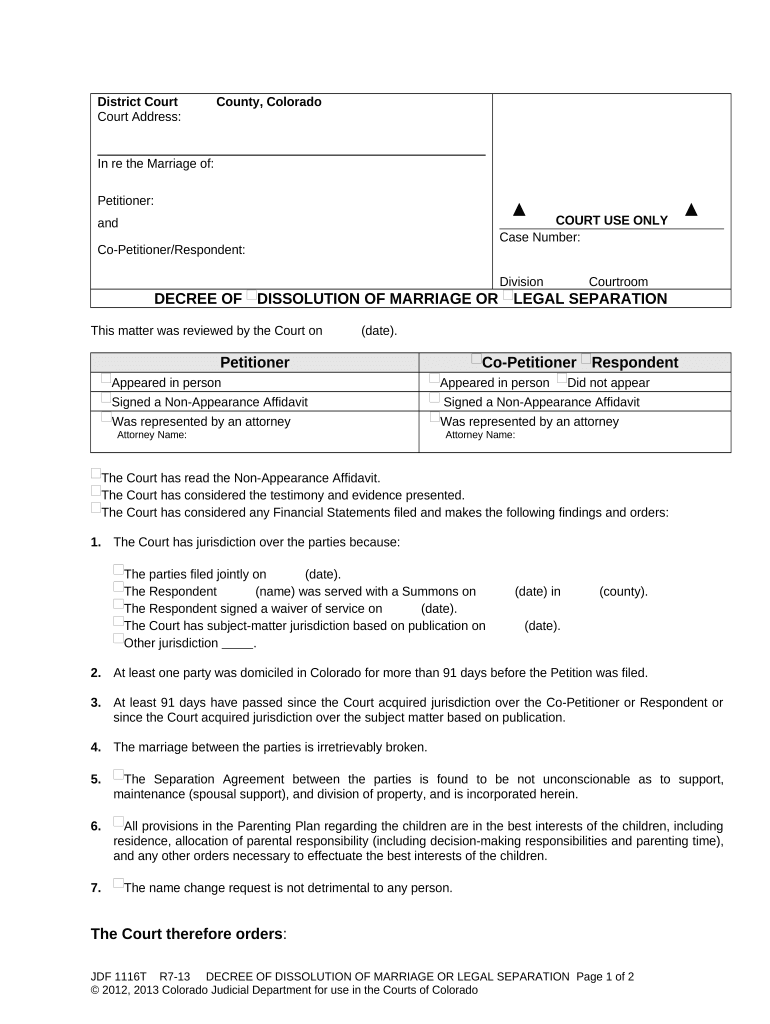 Dissolution Separation  Form