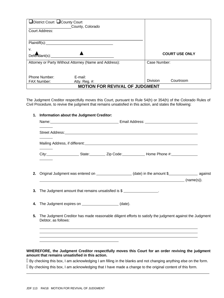 Co Judgment Sample  Form