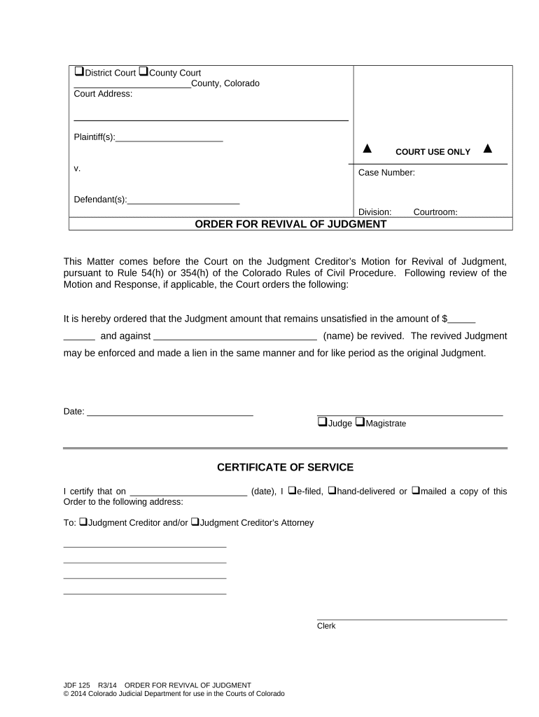 Colorado Revival Judgment  Form