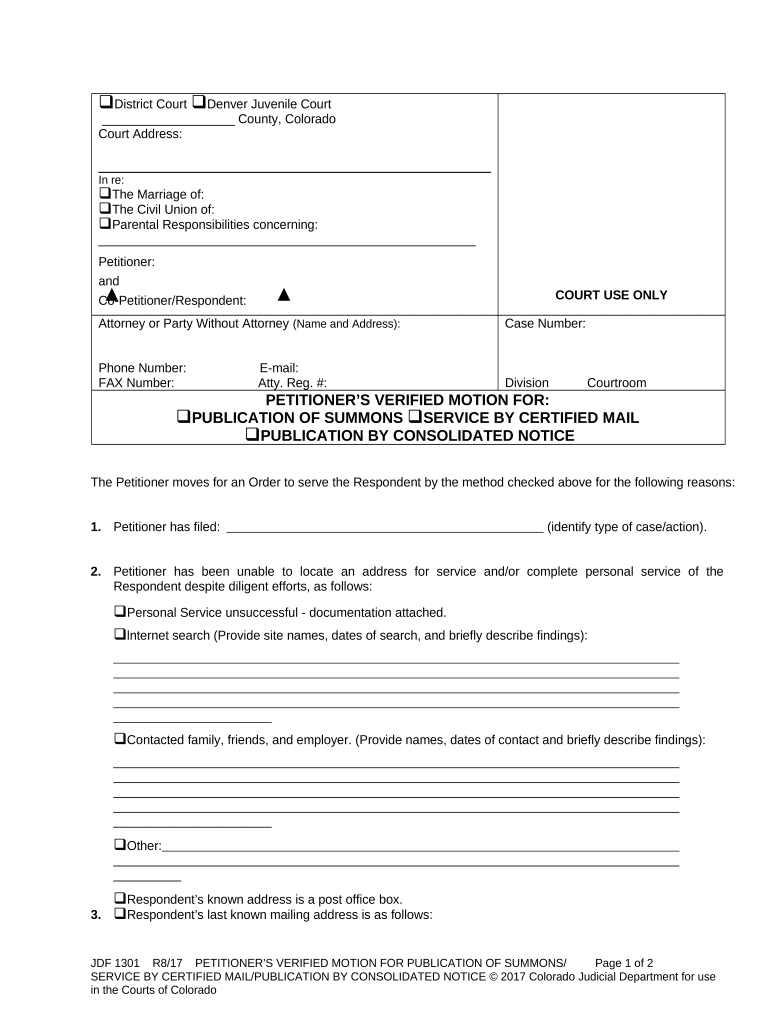 Colorado Summons  Form