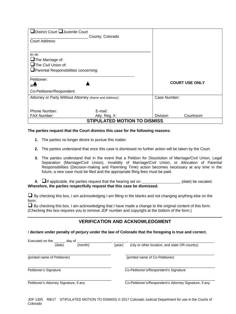 Motion Dismiss Form