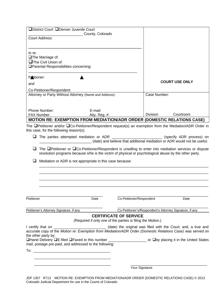 Exemption Mediation  Form