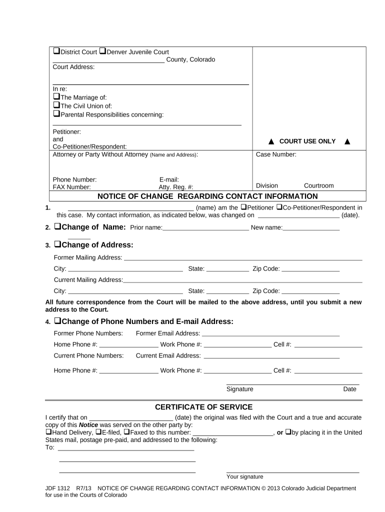 Colorado Support  Form