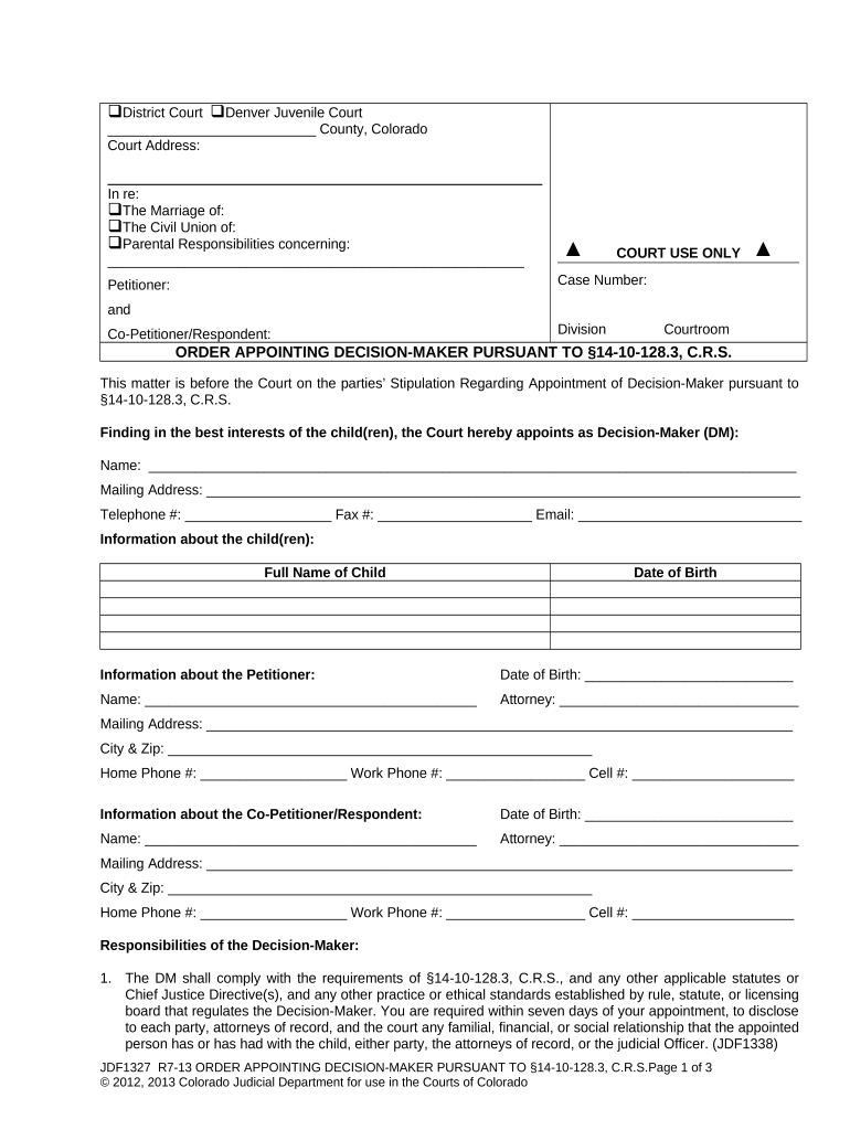 Colorado Decision Maker  Form