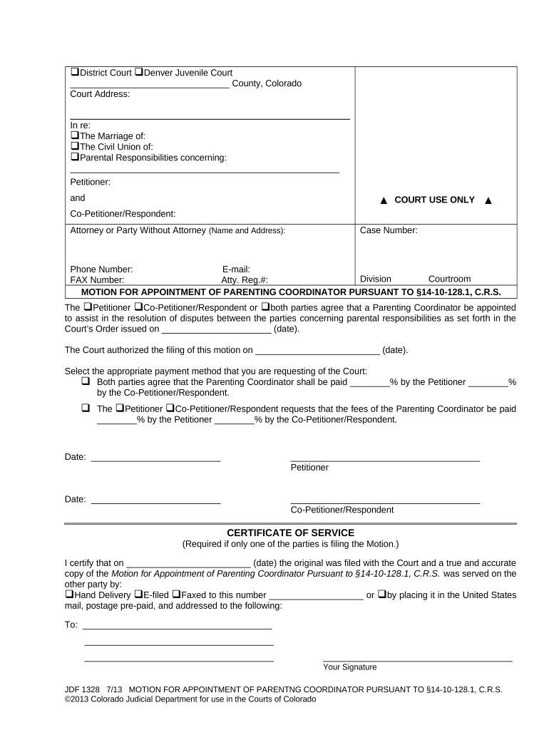 Co Parenting Coordinator  Form