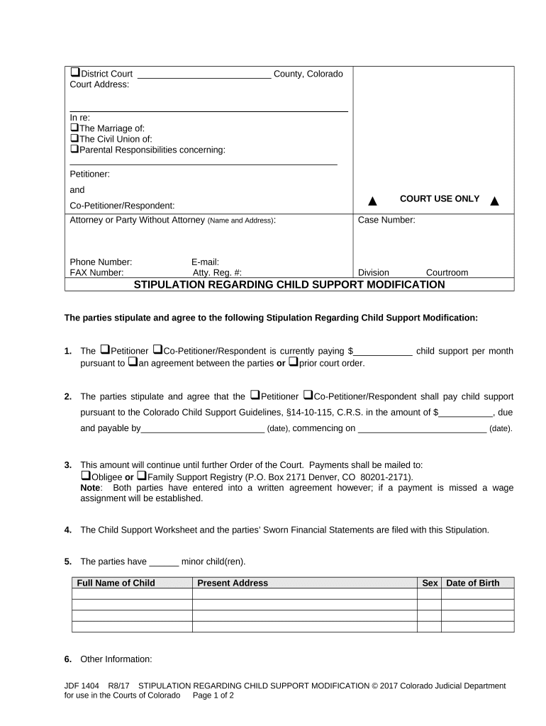 Co Child Support  Form