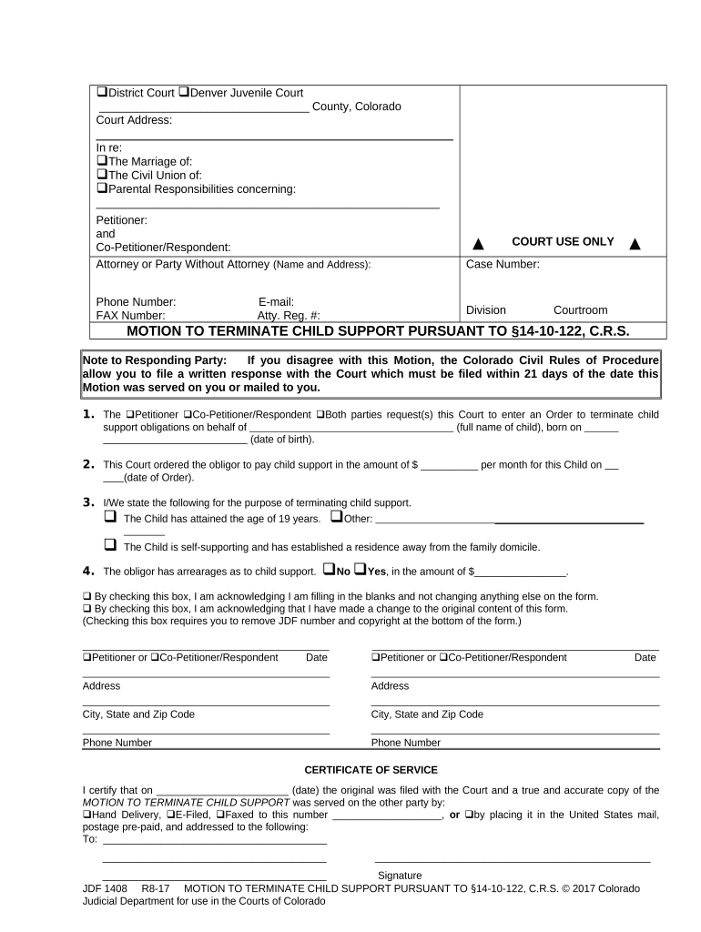 Colorado Child Support  Form