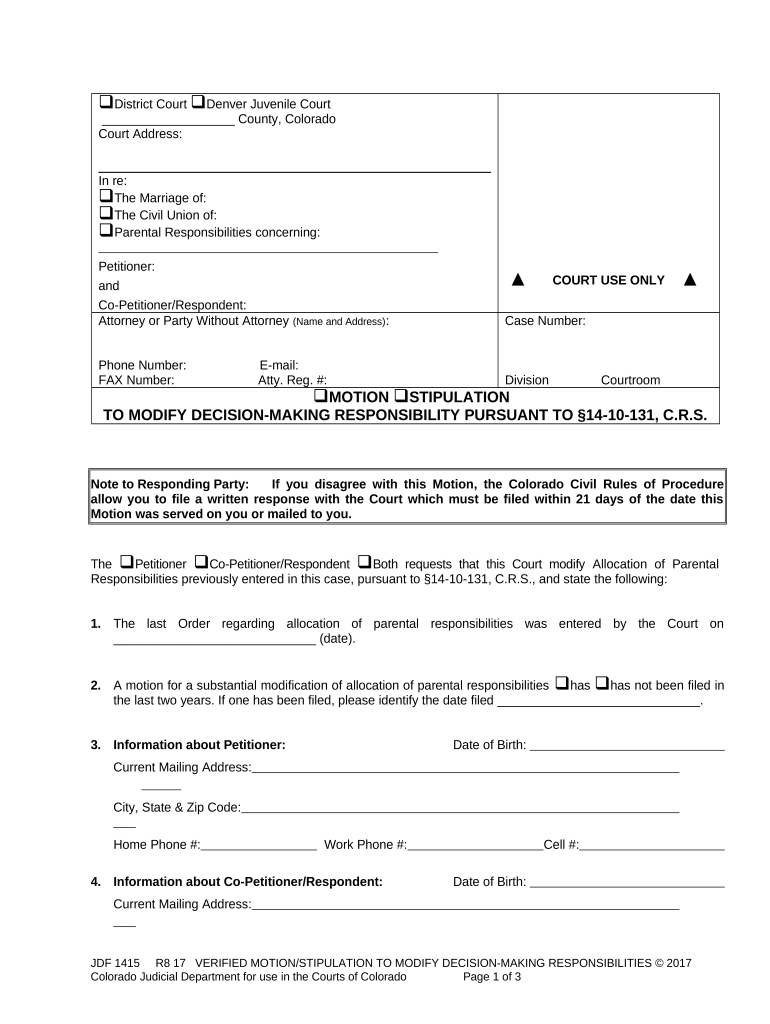 Motion Allocation Form
