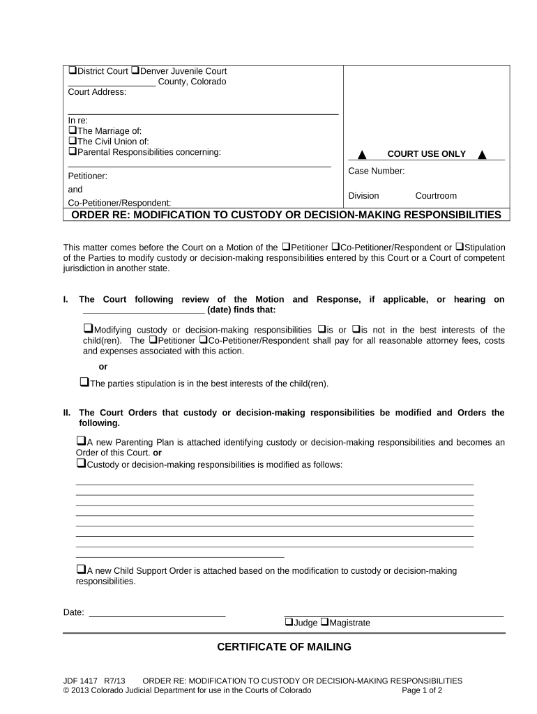 Colorado Custody  Form