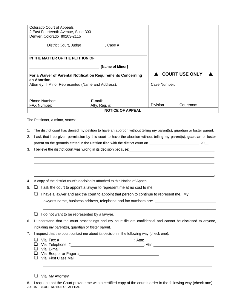 Colorado Notice  Form