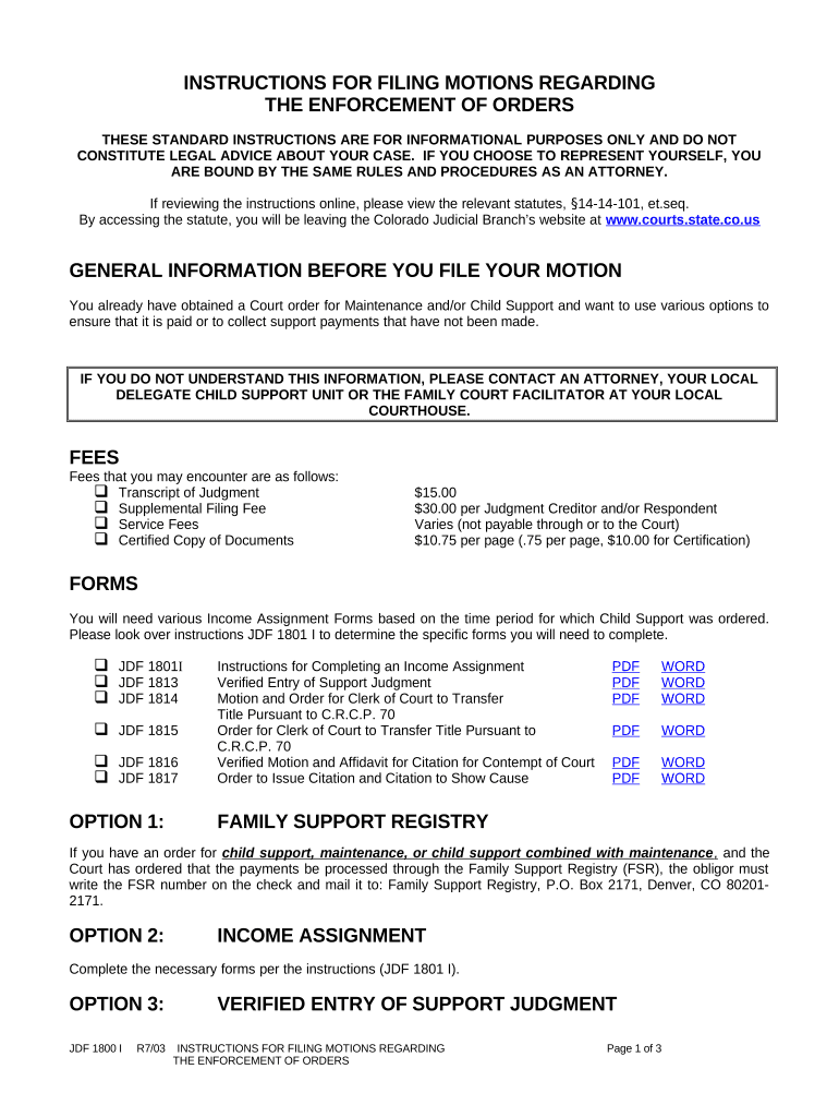 Filing Enforcement  Form