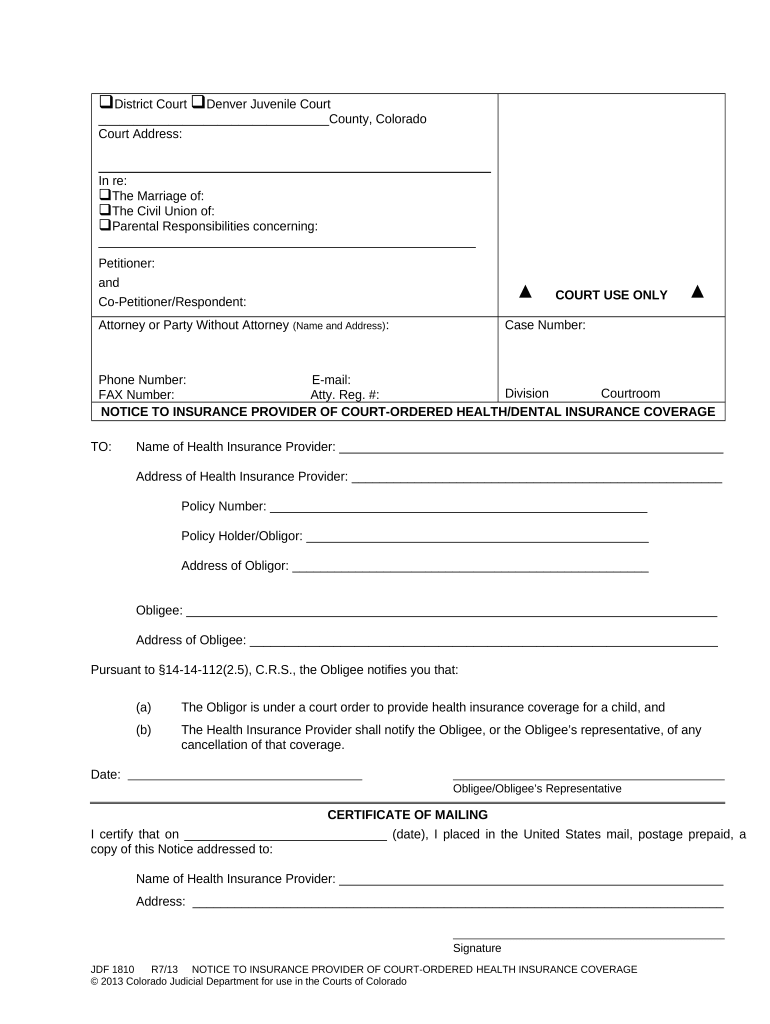 Co Court Ordered  Form