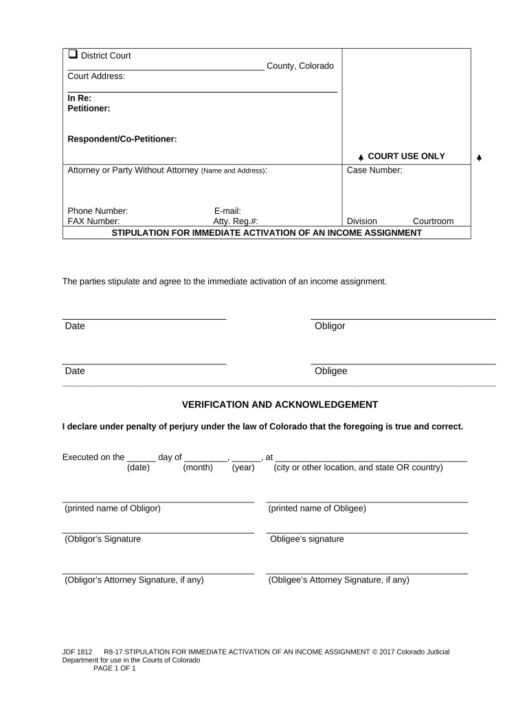 Colorado Stipulation  Form