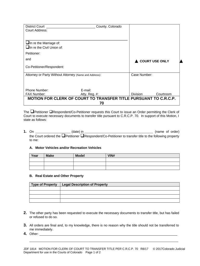 Court Transfer Title  Form