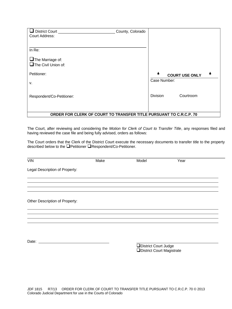 Order Court Transfer  Form