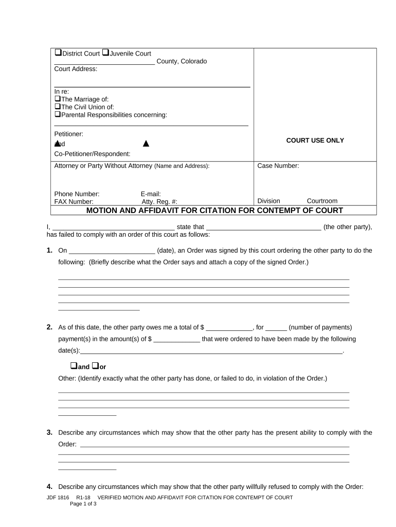 Verified Affidavit  Form
