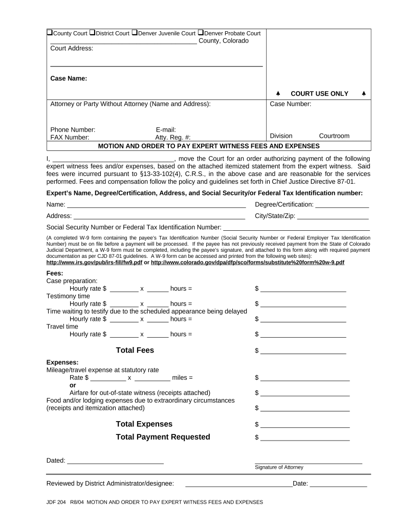 Witness Fees  Form