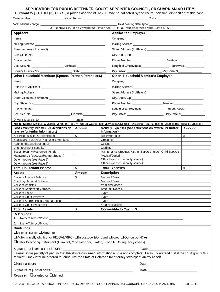 Court Appointed  Form