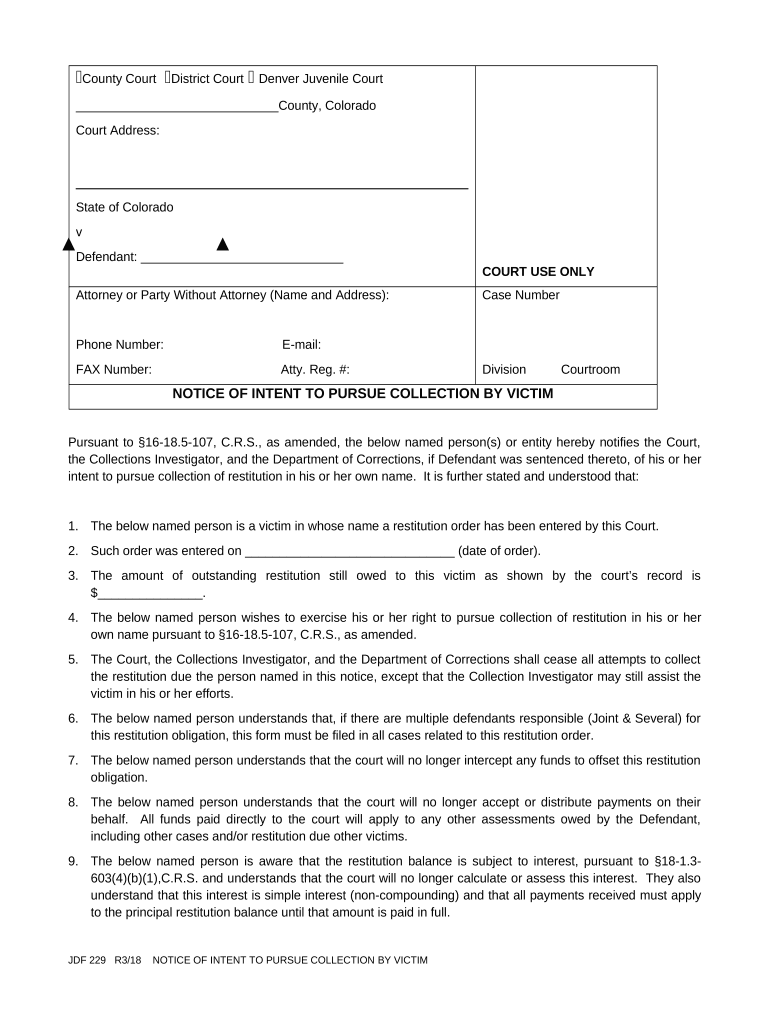 Colorado Notice Intent  Form