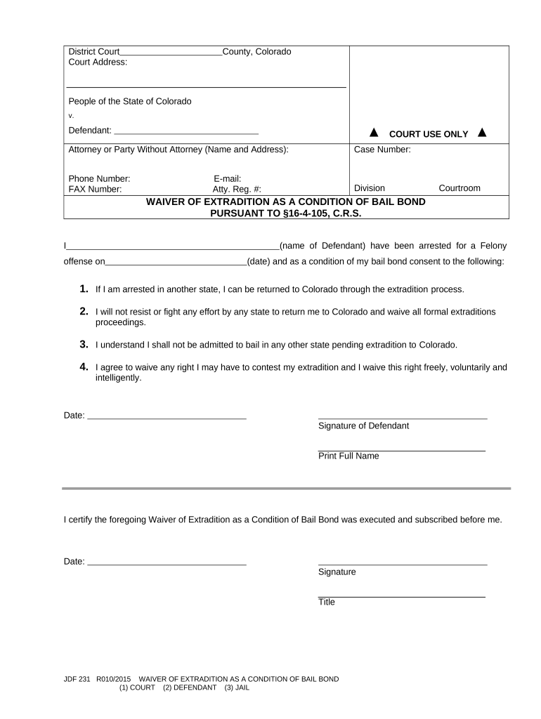 Bail Pursuant Colorado  Form