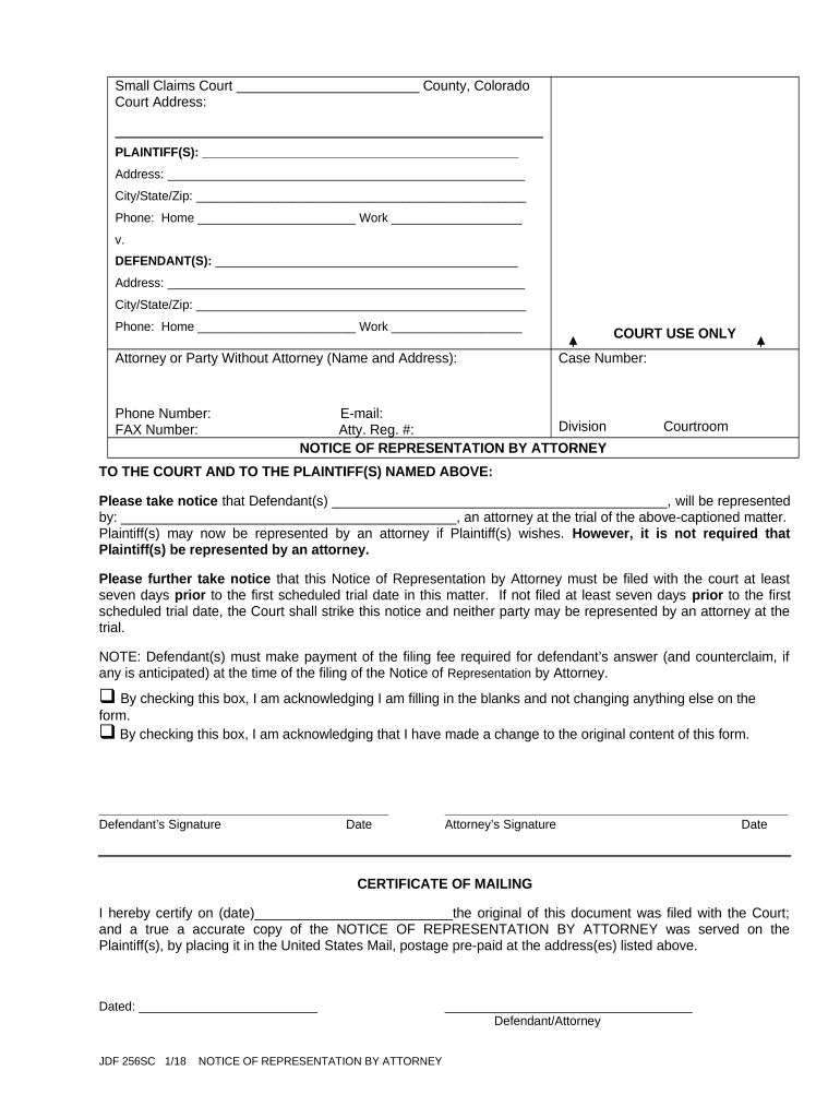 Notice Representation  Form