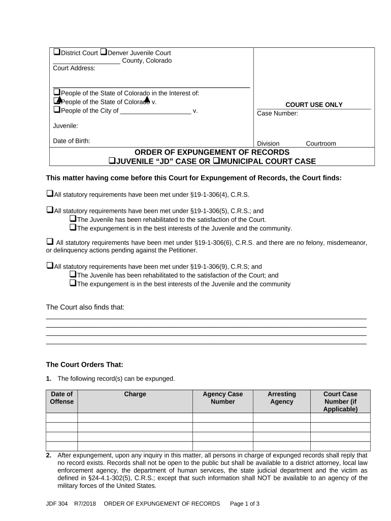 Colorado Expungement  Form