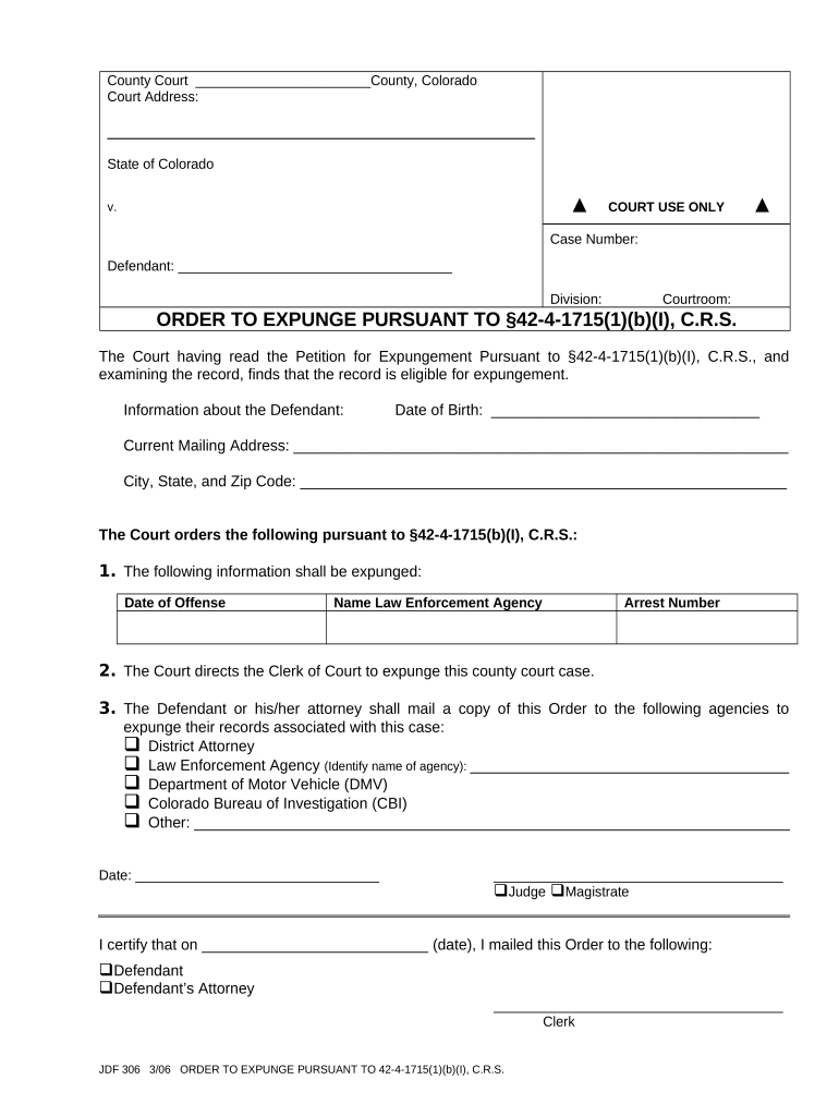 Co Expungement Dui  Form