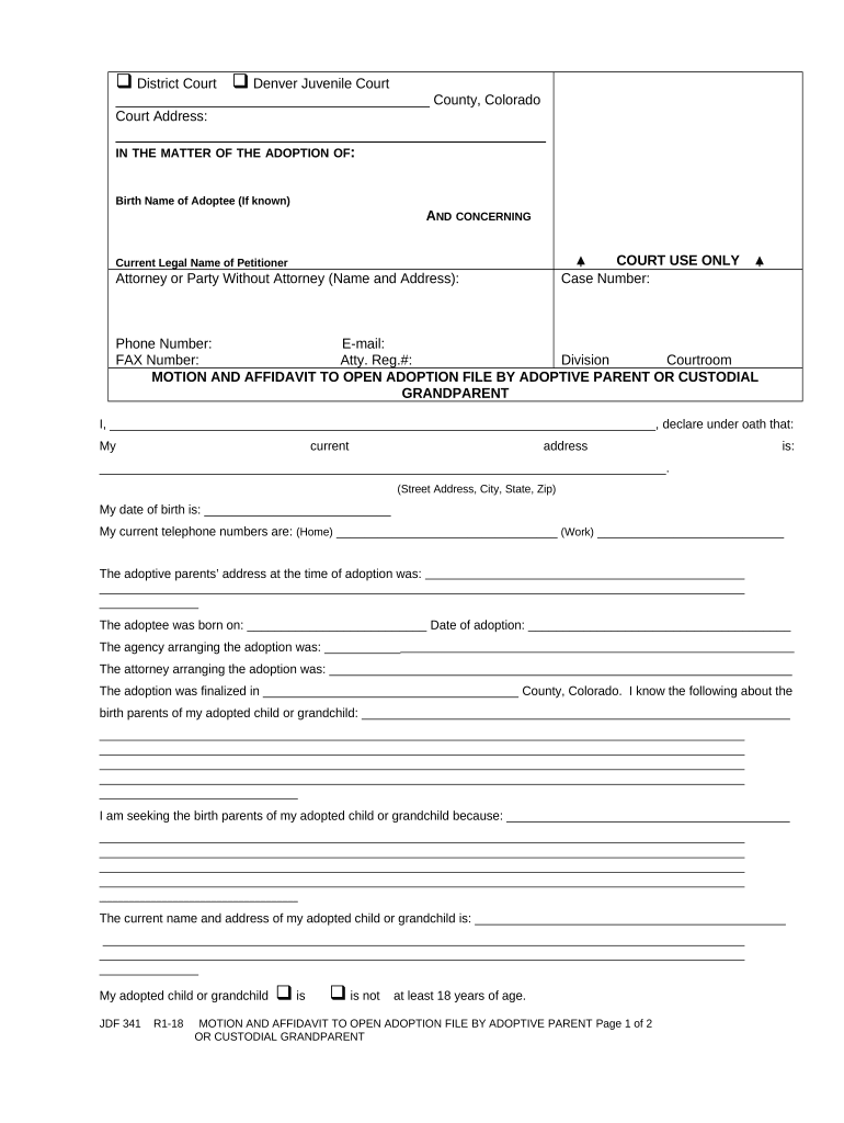 Colorado Adoption Parent  Form