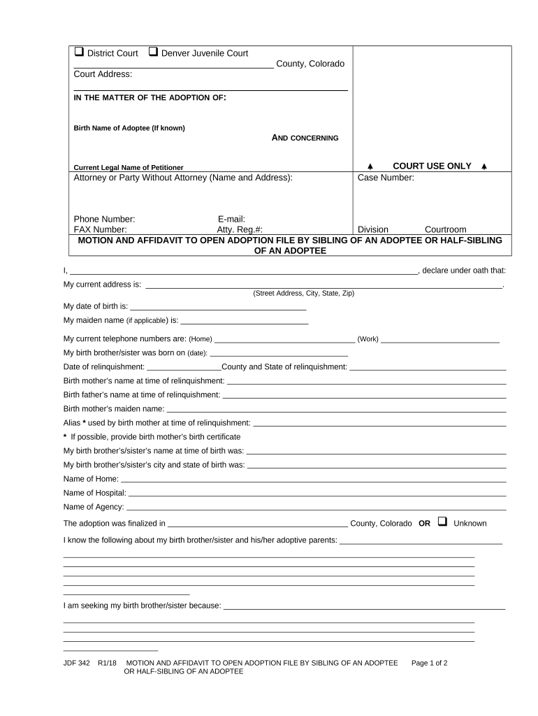 Affidavit Sibling  Form