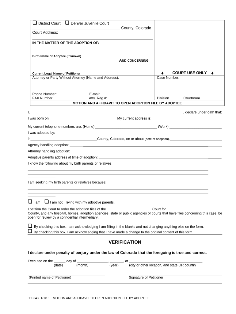Adoption File  Form