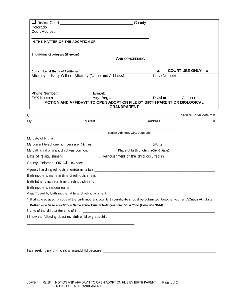 Adoption Birth Parent  Form