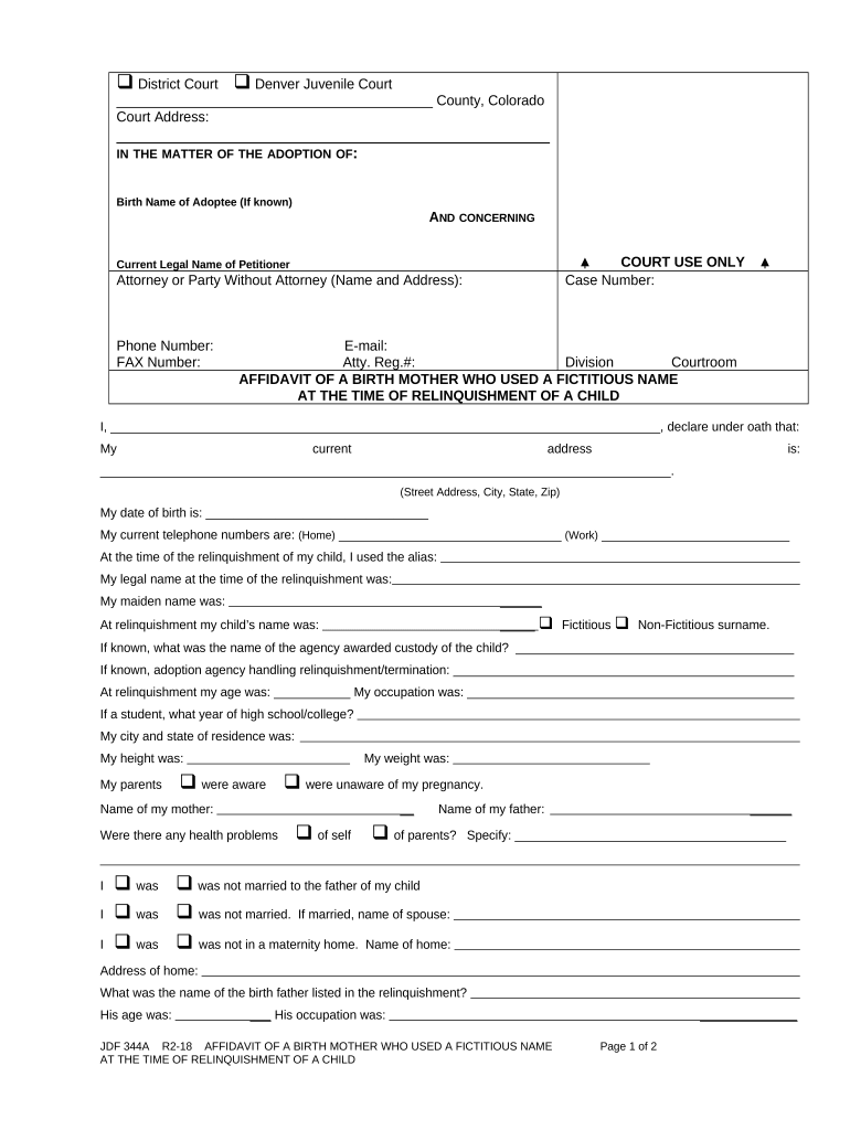 Colorado Name Time  Form