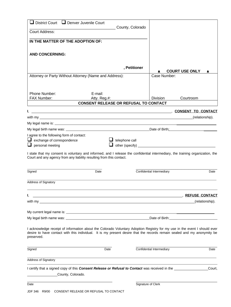 Consent Release or Refusal Colorado  Form