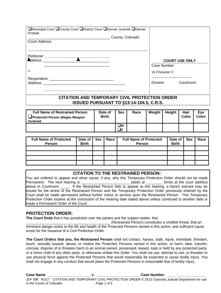 Protection Order Application  Form
