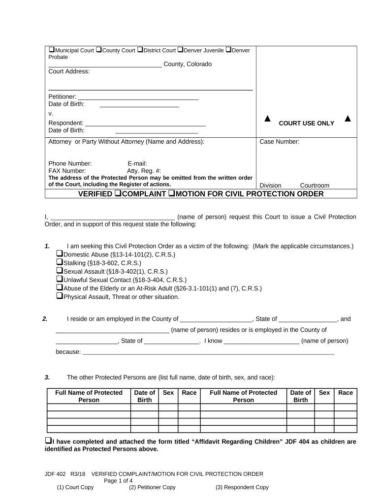 Colorado Protection  Form