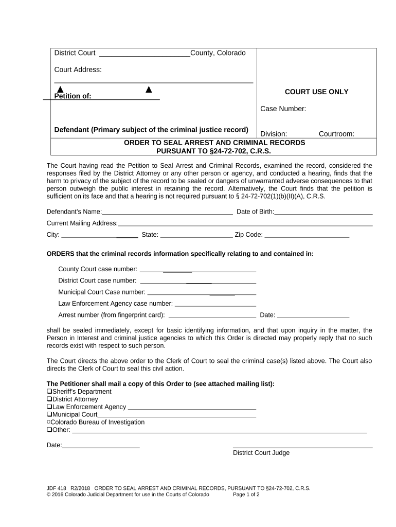 Seal Arrest Criminal  Form