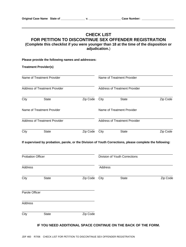 Petition Sex Offender  Form