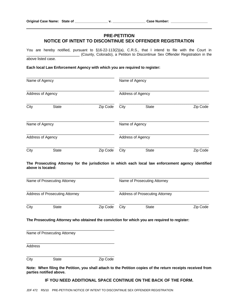 Colorado Notice Intent  Form