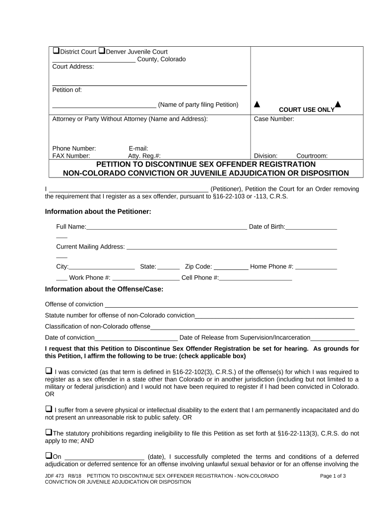 Sex Offender Registration Colorado  Form