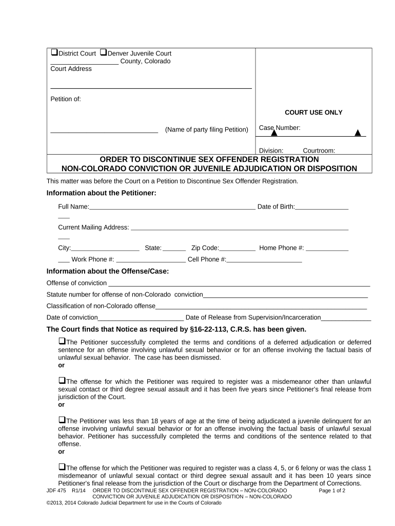 Sex Offender Registration  Form