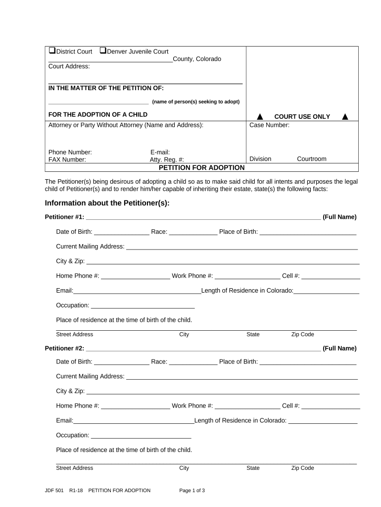 Petition for Adoption Colorado  Form