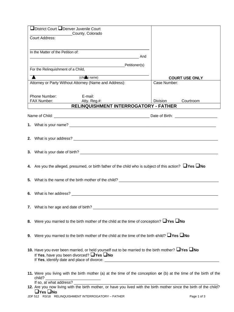 Colorado Relinquishment  Form