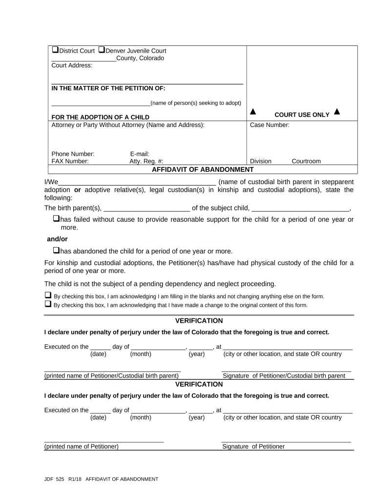 Colorado Affidavit Online  Form