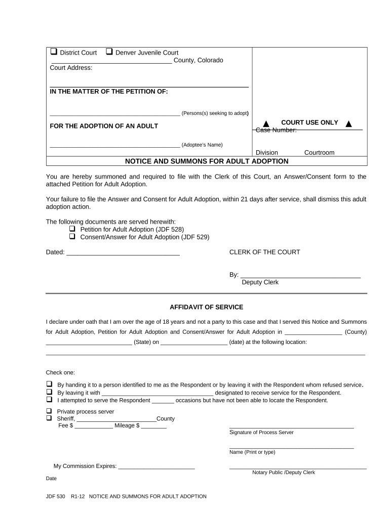 Colorado Adult Adoption  Form